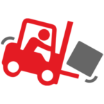 Icon of forklift falling forward